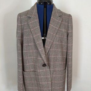 NWT brown and light pink Madewell linen blend blazer